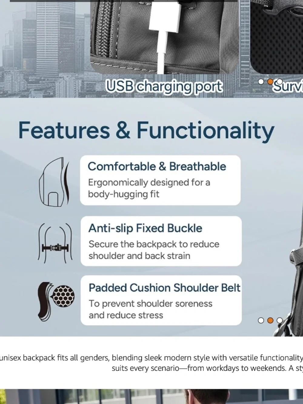 NWT travel inspira USB Charging Backpack